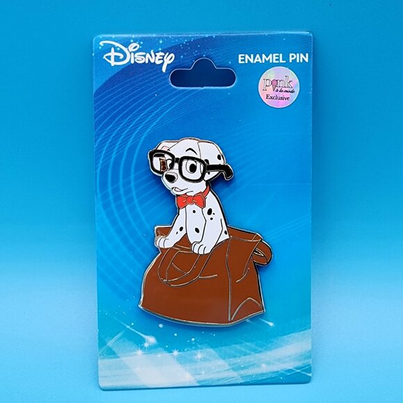 Disney PALM 101 Dalmatians Pup w/ Glasses & Bow Tie In Paper Bag Enamel Pin NEW - Picture 2 of 9